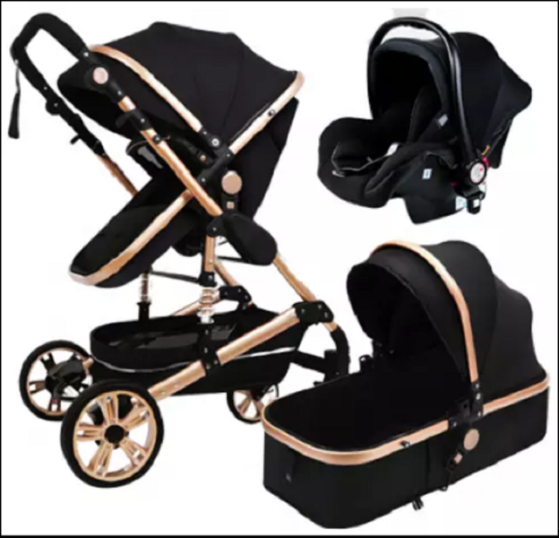 Baby Stroller 3 in 1 Portable Baby Carriage Black