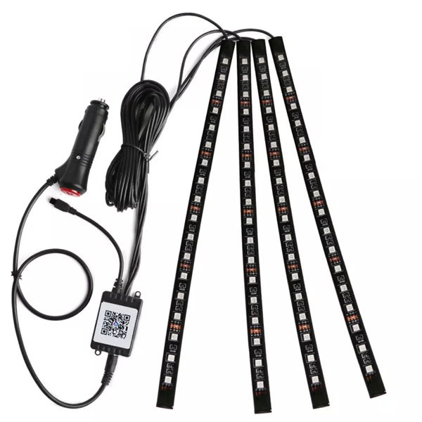 Car Interior RGB LED Strip Lights &amp; App (4 Piece)