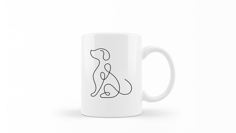 Designer Line Art Coffee Mug - Simple Dog