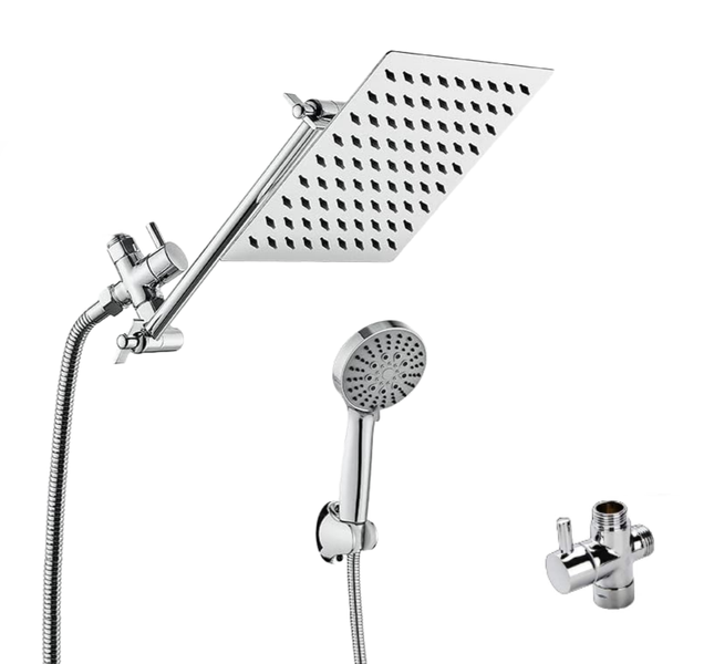 Shower Head Set Extension Bracket 8 Inch Adjustable Silver