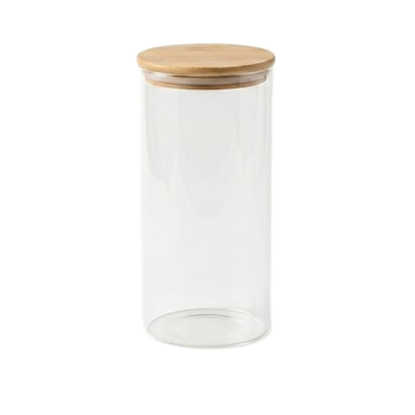 1.5L Borosilicate Glass Storage Jar with Airtight Bamboo Lid-Clear Canister