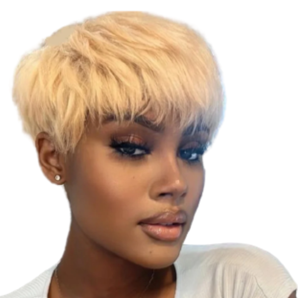Blonde Human Hair Pixie Wig.