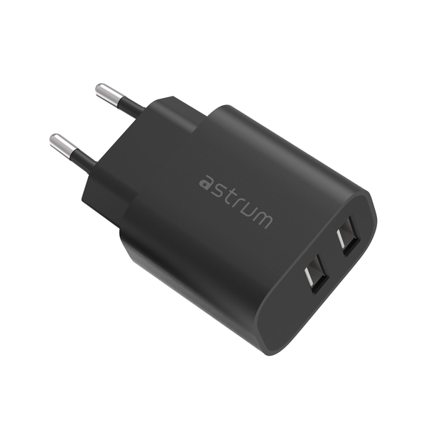 Astrum 12W Dual USB-A Wall Charger with Smart IC Protection - WATZ12D