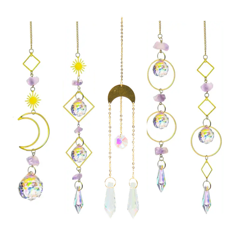 Pack of 5 Crystal Prisms Hanging Sun Catchers Image