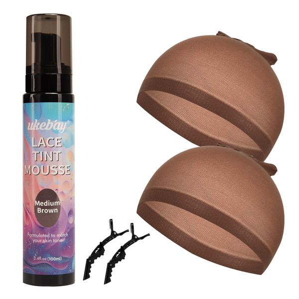 Lace Tint Mousse Tinting Foam, Wig Cap &amp; Styling Croc Clips x 2