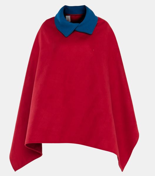 Maroon Lopsided Poncho with Blue Classic Collar