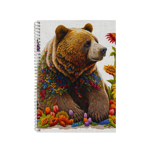 Embroidered GRIZZLY BEAR2 Notebook Animal Gift Idea Notepad Pad 100