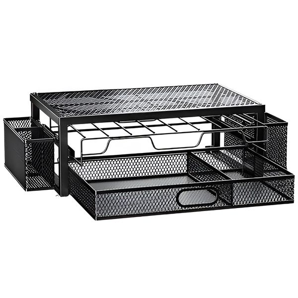 Coffee Rack with Drawer - Coffee Capsule Storage - Black