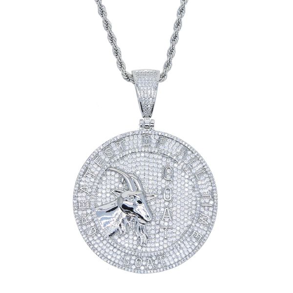 Greatest Of All Time GOAT Iced Out Legendary Bling Pendant Necklace