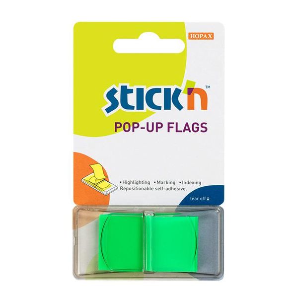 Stick'n Pop Up Flags Neon Lime 45x25mm - 50 sheets per pad