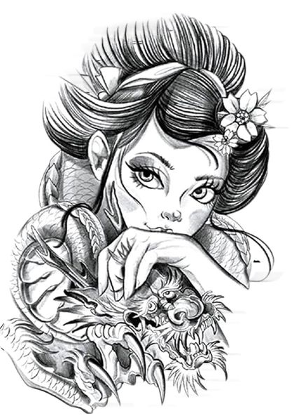 Rosy Dragon Lady Temporary Tattoos - 2 Sheets