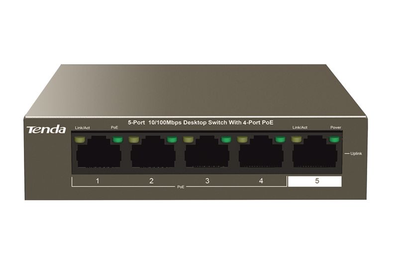 TEF1105P Desktop Switch with 4-Port PoE-4-63W Switch 5-Port 10/100Mbps