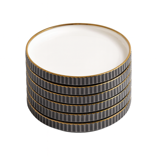 6-Piece 10-inch Round Pottery Dinner Plate Set - White