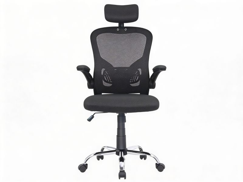 Ergonomic High-Back Mesh Office Chair with Headrest &amp; Armrests - Black