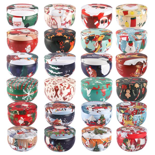 24 Christmas Scented Candles in Tin Pots, Soy Wax Gift Set