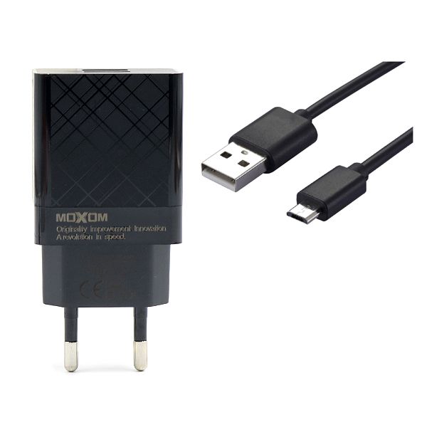 Moxom MX-HC22 Dual USB Fast Charger + Micro USB Cable for Samsung, Huawei…