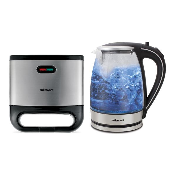 Mellerware Pack 2 Piece Glass Kettle + Sandwich Maker "Starter Pack