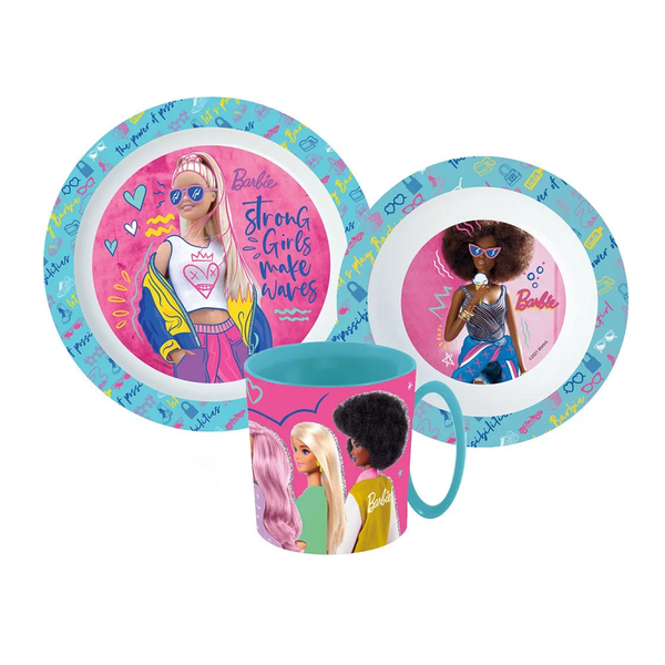 Barbie - Dinner Set 3 Piece - Plate, Bowl, Mug