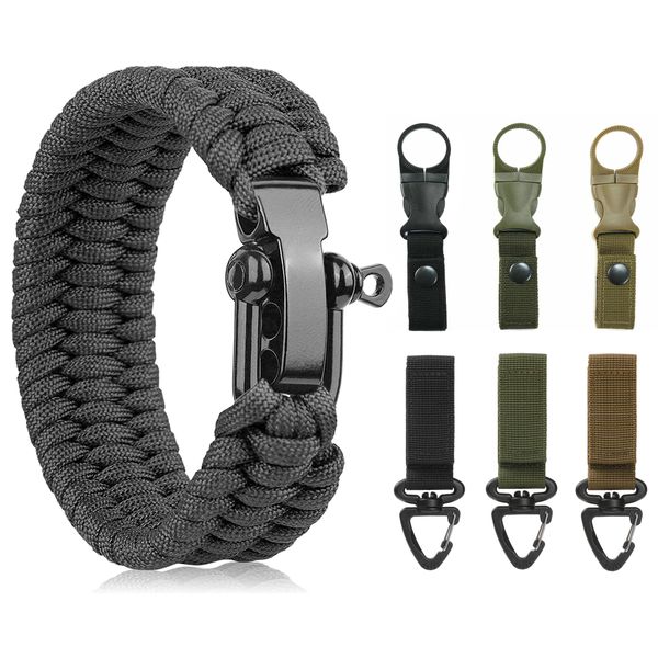 7-Piece Outdoor Survival Bracelet, Camping Belt, And Water Bottle Clip Set