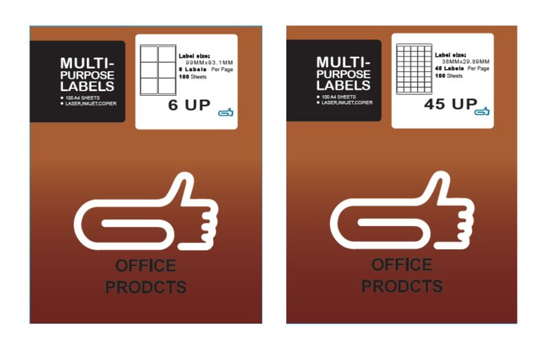 45 Up &amp; 6 Up Label Self Adhesive A4 Size 100 Sheets - Bundle (2 x Pack)
