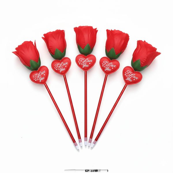 5 Pack Romantic Rose Pen Gift - "I Love You" Heart Decor With ReVibe Pen