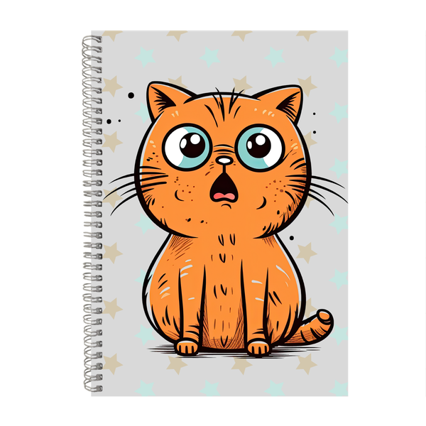 Surprised Cat A4 Notebook Pad Motivational Graphic Birthday Present 016
