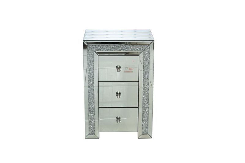 Diamond Mirror Pedestal 3 Drawer - Border