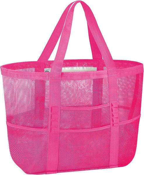 Large Mesh Beach Tote | Foldable 8-Pocket Bag, Lightweight for Beach &amp; Pool
