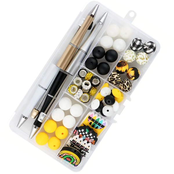 67 Piece Bead Pen Making Kit with Silicone Focal Beads - Preppy Style