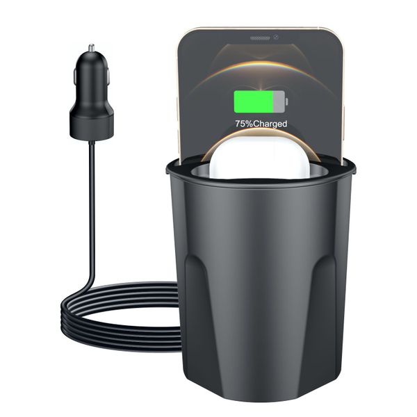 Car Cup Wireless Charger Mount Compatible with Apple, Huawei, Samsung 4-in-1