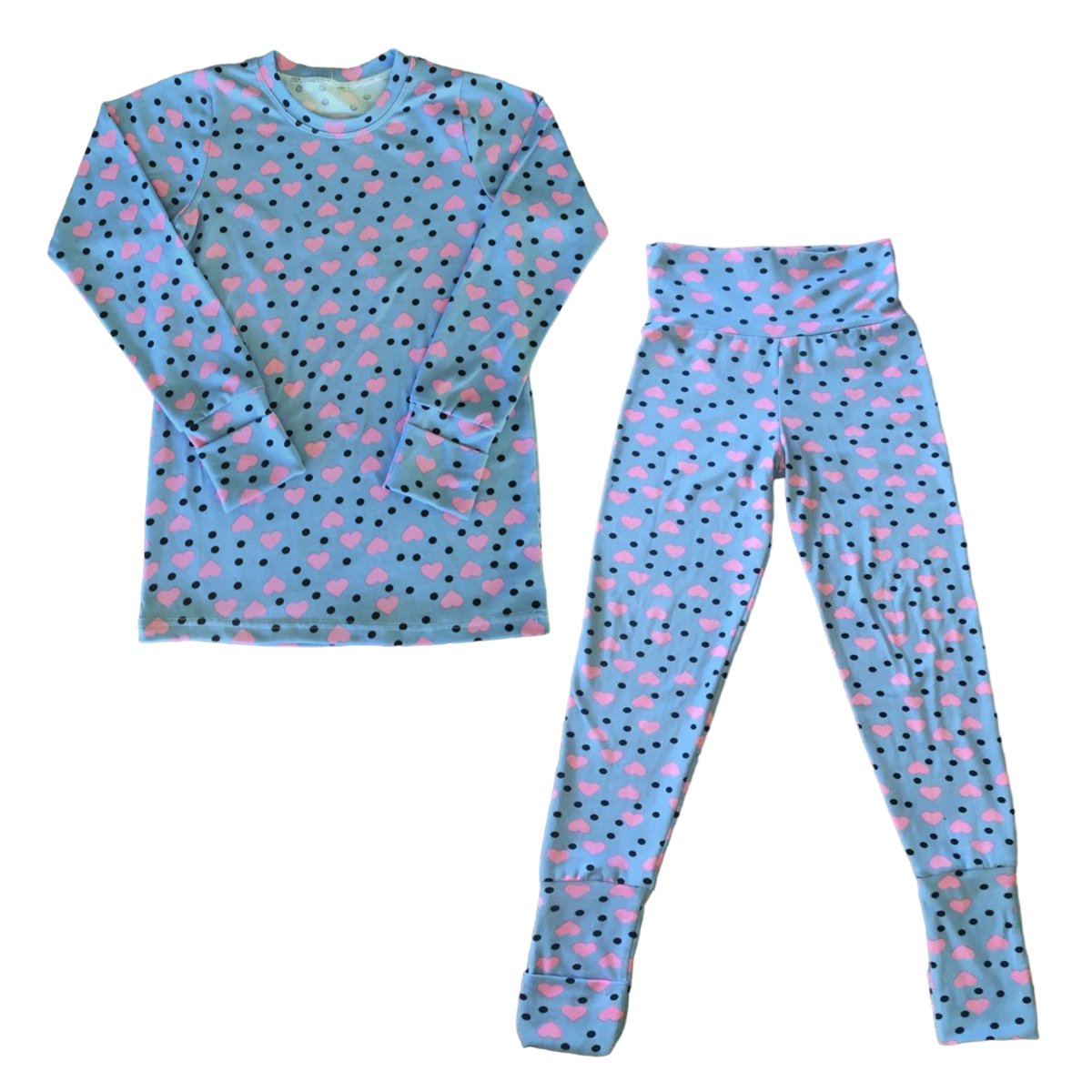 Girls Pajama Set - Fold Over Cuffs & Mittens - Pink Hearts | Shop Today ...