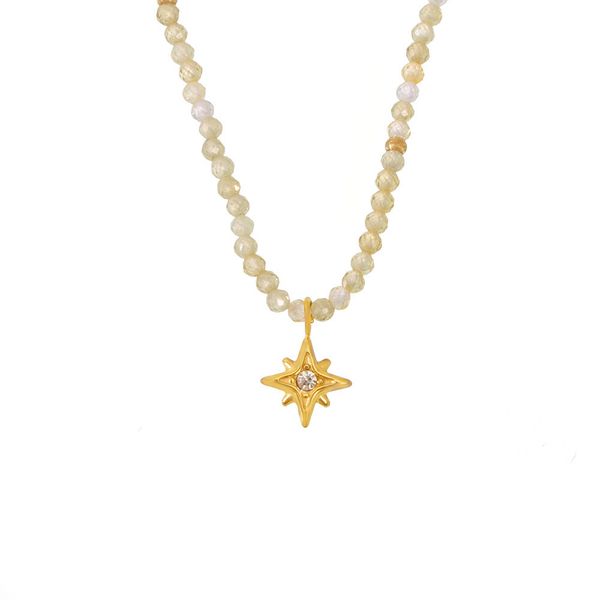 Celestial Octagram Necklace - Sparkling Zircon &amp; Natural Stone Stainless
