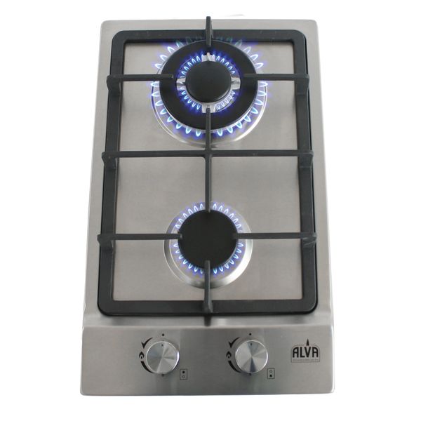 ALVA - 30cm 2 Burner Gas Hob - Stainless Steel
