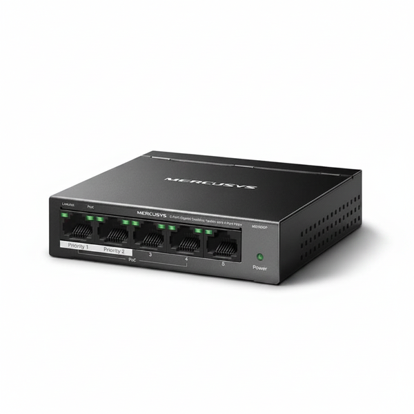 Unmanaged Ethernet Switch 5 Port with 4 PoE+ for IP Cameras &amp; VoIP