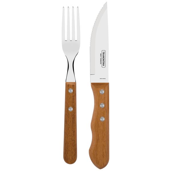 Tramontina 12 Piece Barbecue Set with Natural Wood Handle