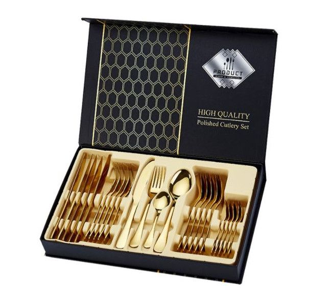 Olive Tree - Titanium Plated 24-Piece Stainless Steel Cutlery Set