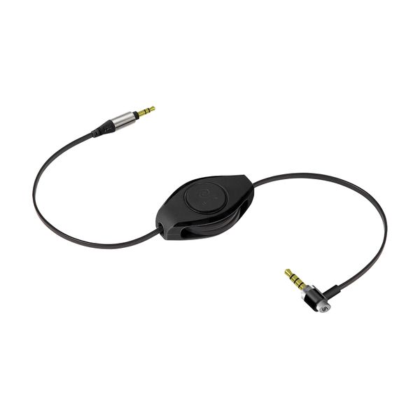 ReTrak Premier Retractable Audio AUX cable with Mic, Pause and Play Button