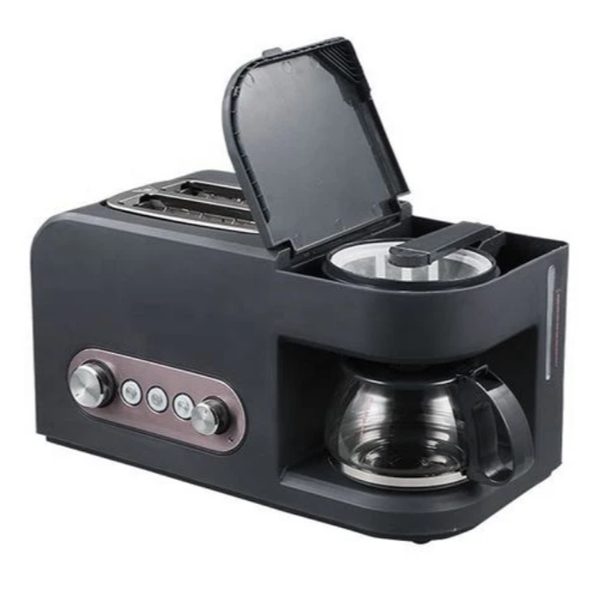 2 in 1 Breakfast Maker Toaster with Coffee Maker - Reheat &amp; Defrost feature