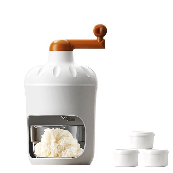 Portable Manual Hand-Cranked Ice Shaver Ice Maker with 3 Ice Cube Molds