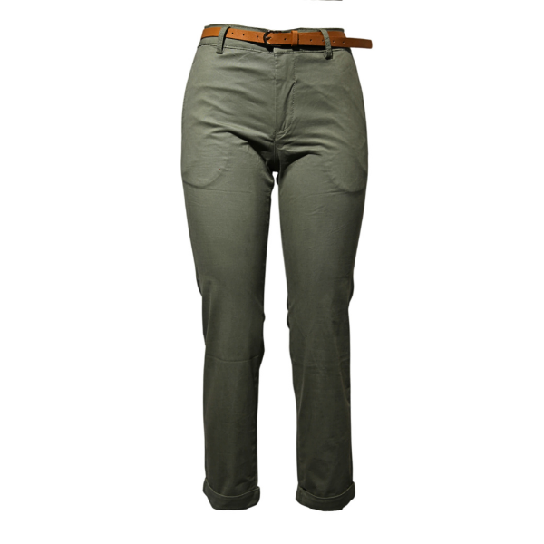 Missy Missi Refined Formal Pants with Elegant Brown Belt