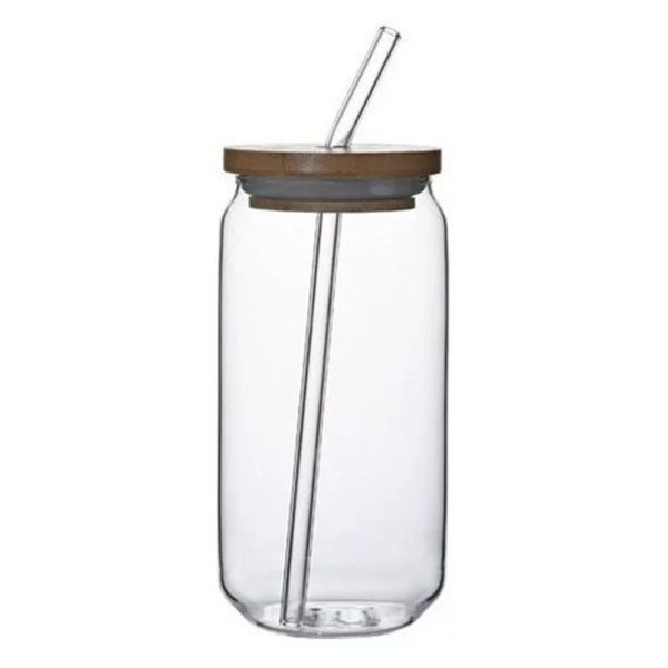 Haus Republik - Nordic Coke Glasses with Bamboo Lid and Glass Straw - 470ml