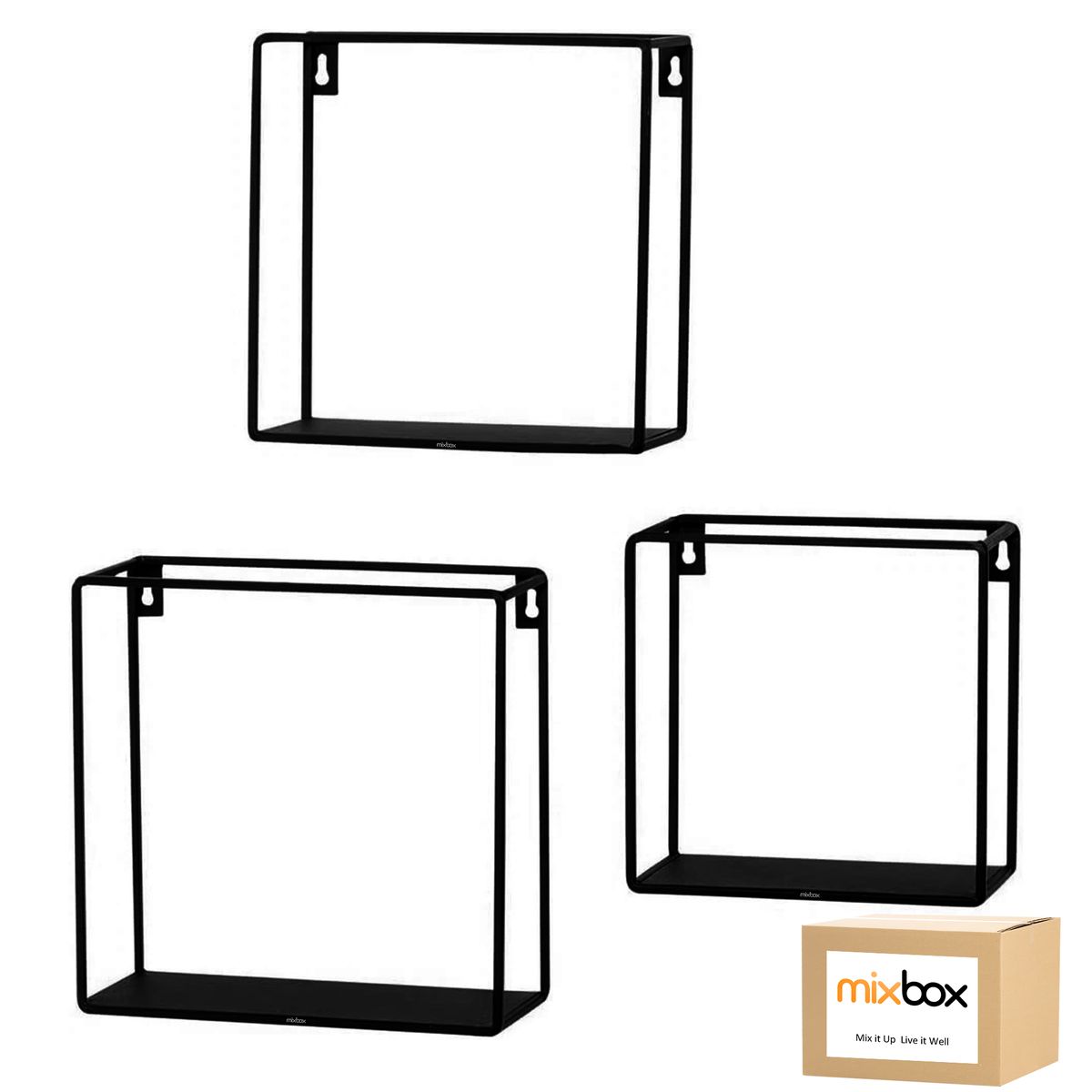Mix Box Wall Mounted Metal Floating Shelves-3 Pack
