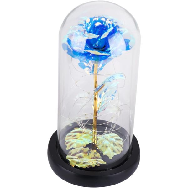 Delicate Glass Dome Led Rose Lamp with Colorful Light Romantic Eternal