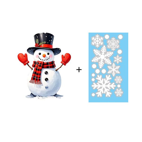 Snowman&amp;Snowflake Static Window Clings -Reusable Christmas Decals for Glass