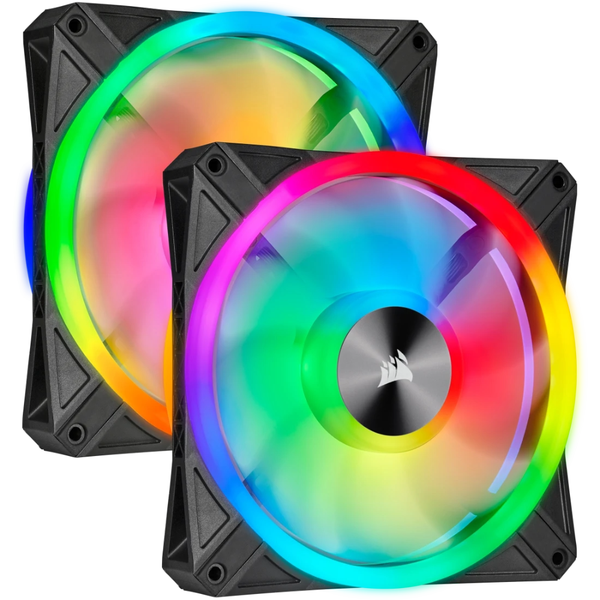 iCUE QL140 RGB 140mm Dual Fan Kit with Lighting Node CORE - Black PC Fans