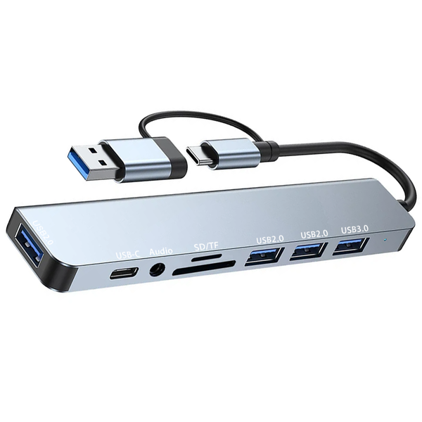 Mecina 8-in-1 Type-C Hub with Multi USB Ports and Memory Card Reader