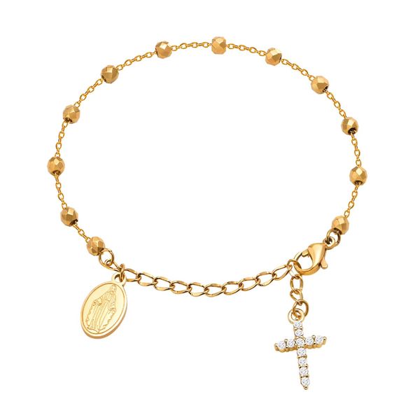 IPSTYLE Cross Rosary Bracelet Religious Jewelry Gift