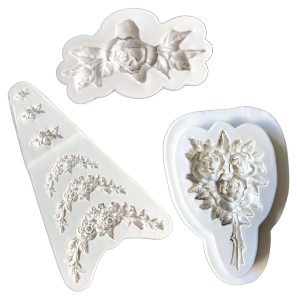 Kitchen Variety Flower Chocolate &amp; Fondant Cake Decoration Mould - Set of 3