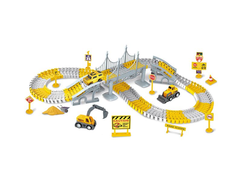 180 Piece Construction Railway Track Building Set with Electric Race Trucks