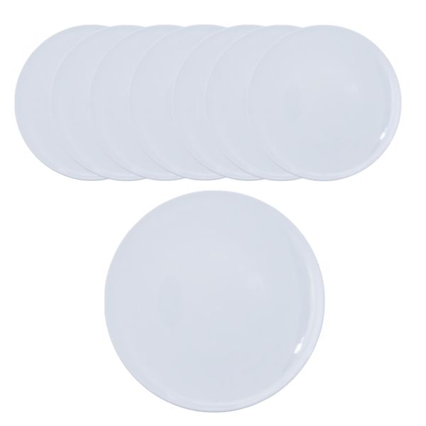 Kitchen Lightweight Classic Essential White Melamine Dinner Plate (25cm)8pc